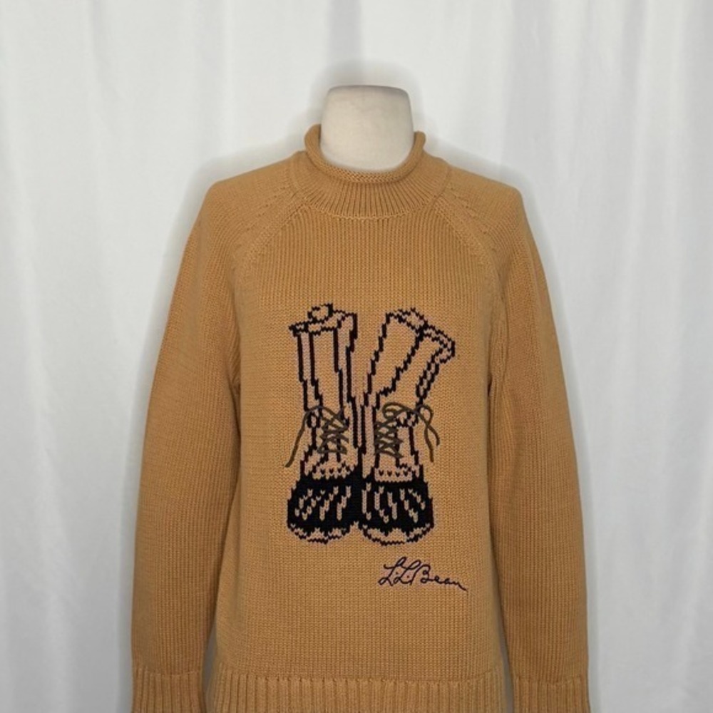 NWT!! FREE PEOPLE x L.L. BEAN Cotton Rollneck Sweater Hiking Boots Large - Picture 4 of 14